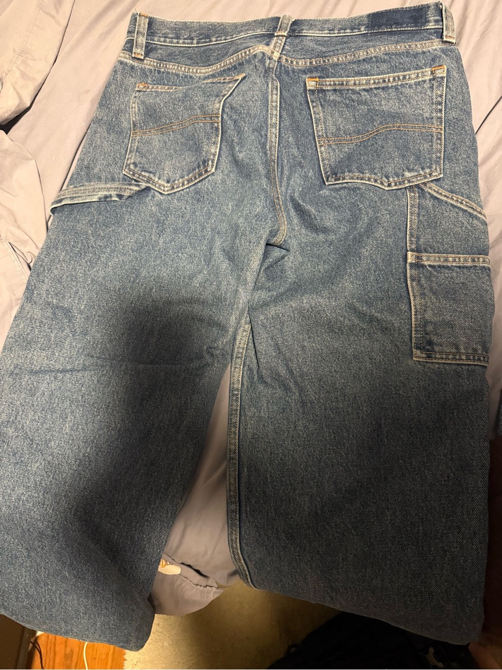 Blue Denim Carpenter Jeans, Blue Wash Jeans, and Brown Barrel Pant